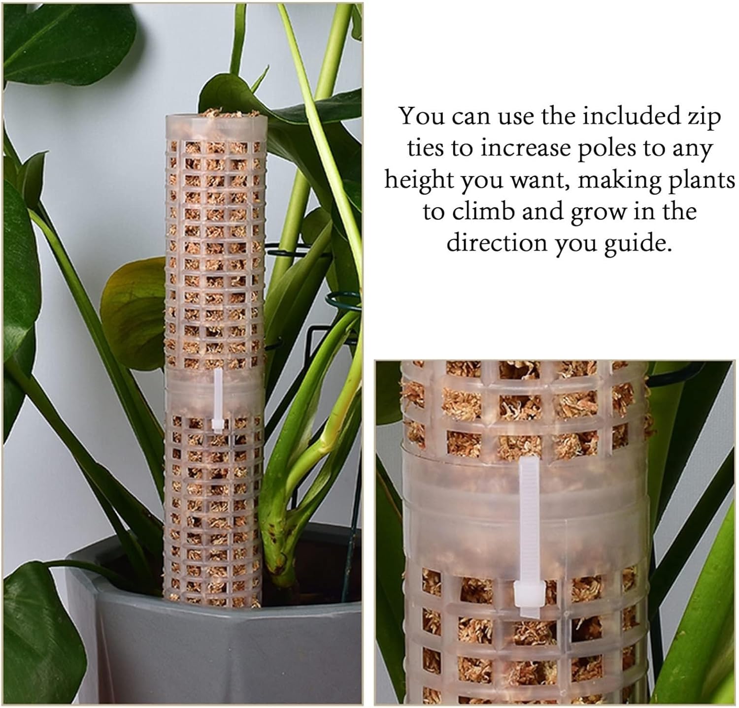 1/2PCS Plant Climbing Supporting Frame Stackable Plant Moss Stick Plastic Hollowed Design Moss Pole Potted Plants Climbing Stick (Color : Type A-White 1PC)