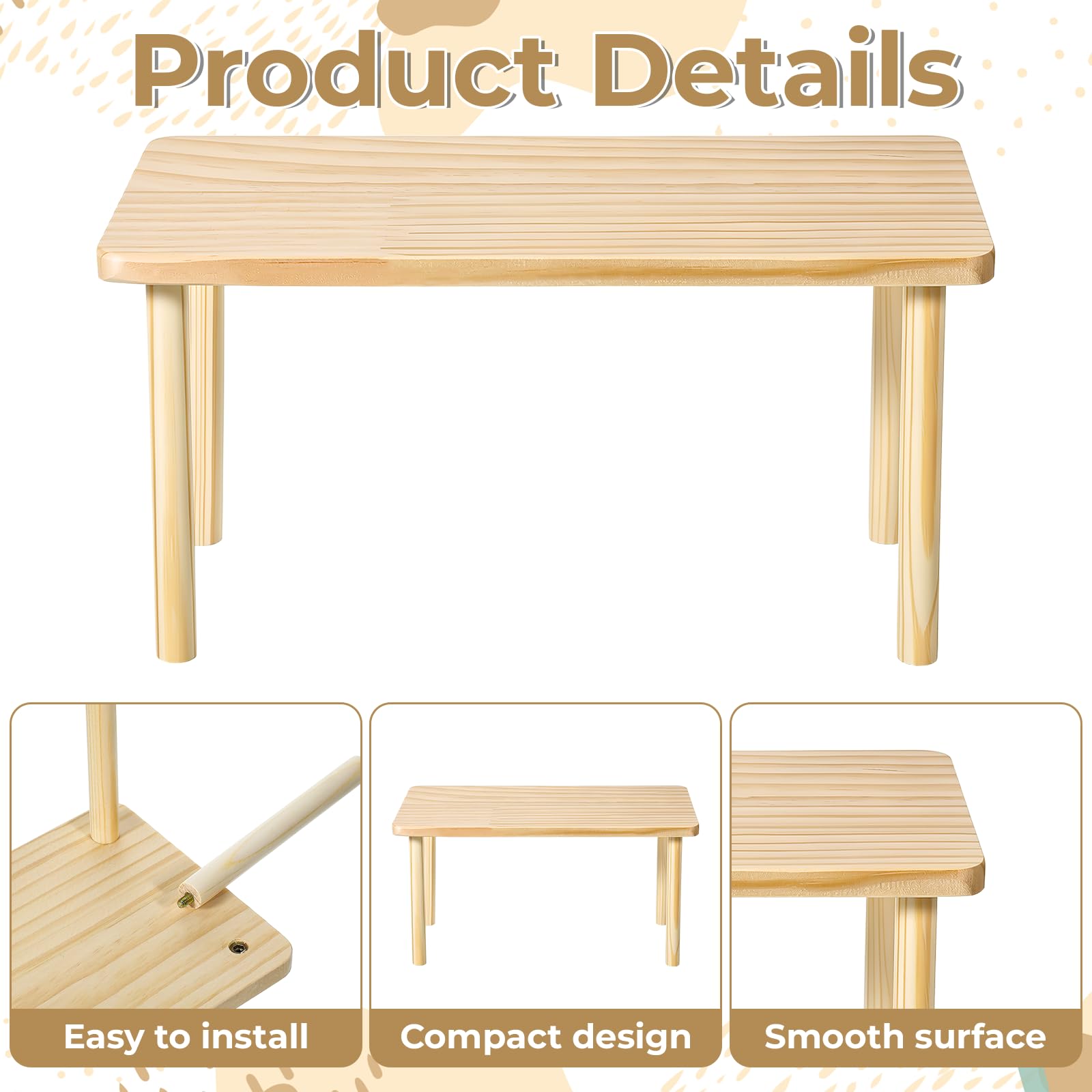 Styquenzer Hamster Plattform, Wooden Platform Für Hamsterkäfig Haustier Cage Accessories with Legs Kletter- Und Balancierspielzeug Für Syrian Dwarf Hamsters, Gerbils, Mice, Degus or Other Small Pets - 5