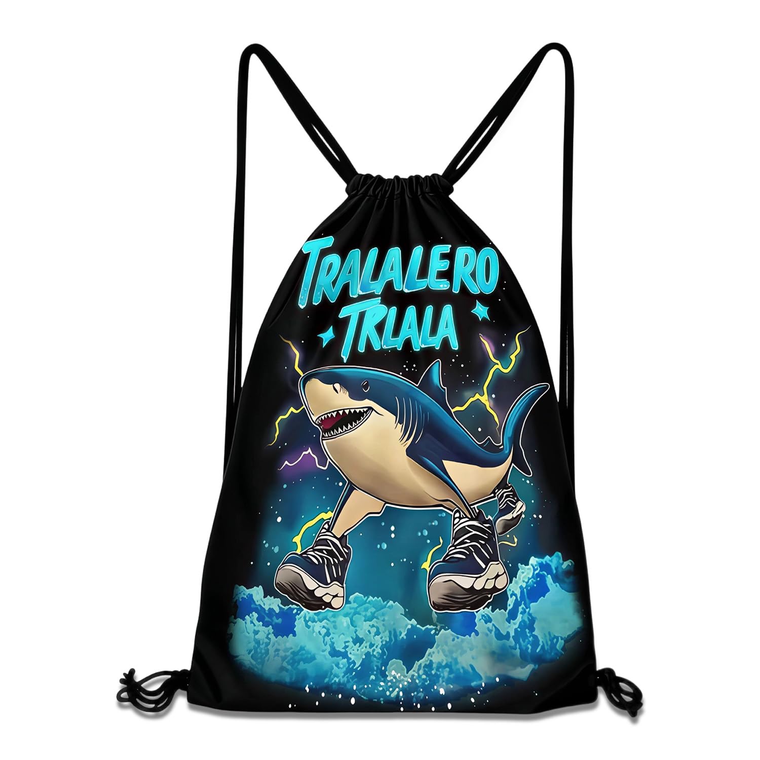 LUMIREX Italian Brainrot Drawstring Bags, Waterproof Printed Drawstring Gym Bag for Swimming, School, Travel, Portable and Lightweight Swimming Bag for Boys, Girls, Dinosaur Enthusiasts, 18x14 Inches