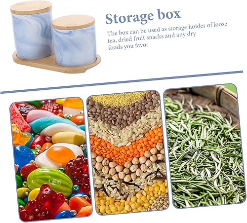 Miniatura 9 de Housoutil Recipiente hermético de almacenamiento de café, 1 juego de tarro hermético de cerámica botella de almacenamiento de mármol decoración