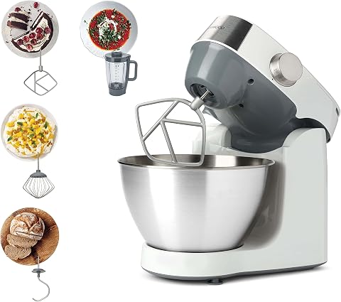Kenwood Stand Mixer Kitchen Machine Prospero+ 1000W With Stainless Steel Bowl, K-Beater, Whisk, Dough Hook, Blender – International Warranty – KHC29.B0WH
