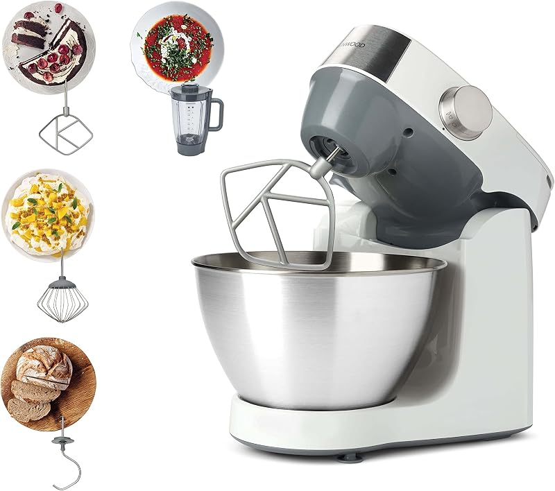 Kenwood Stand Mixer Kitchen Machine Prospero+ 1000W With Stainless Steel Bowl, K-Beater, Whisk, Dough Hook, Blender – International Warranty – KHC29.B0WH