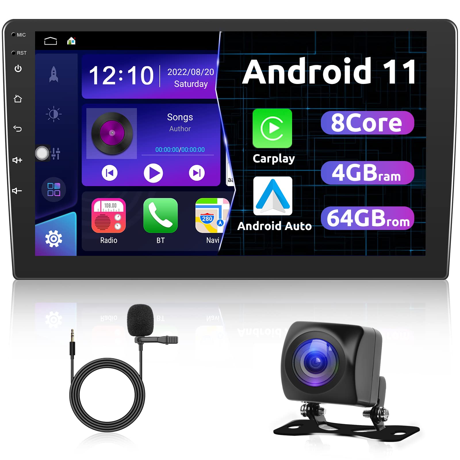 Buy 4+64G Android Car Stereo with Apple Carplay Android Auto, Bluetooth