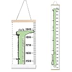 MinoMia Kids Growth Chart, Wood Frame Fabric Canvas Height Measurement Ruler from Baby to Adult for Child\'s Room Decoration 7.9 x 79in (7.9 x 79in, Cartoon Crocodile)