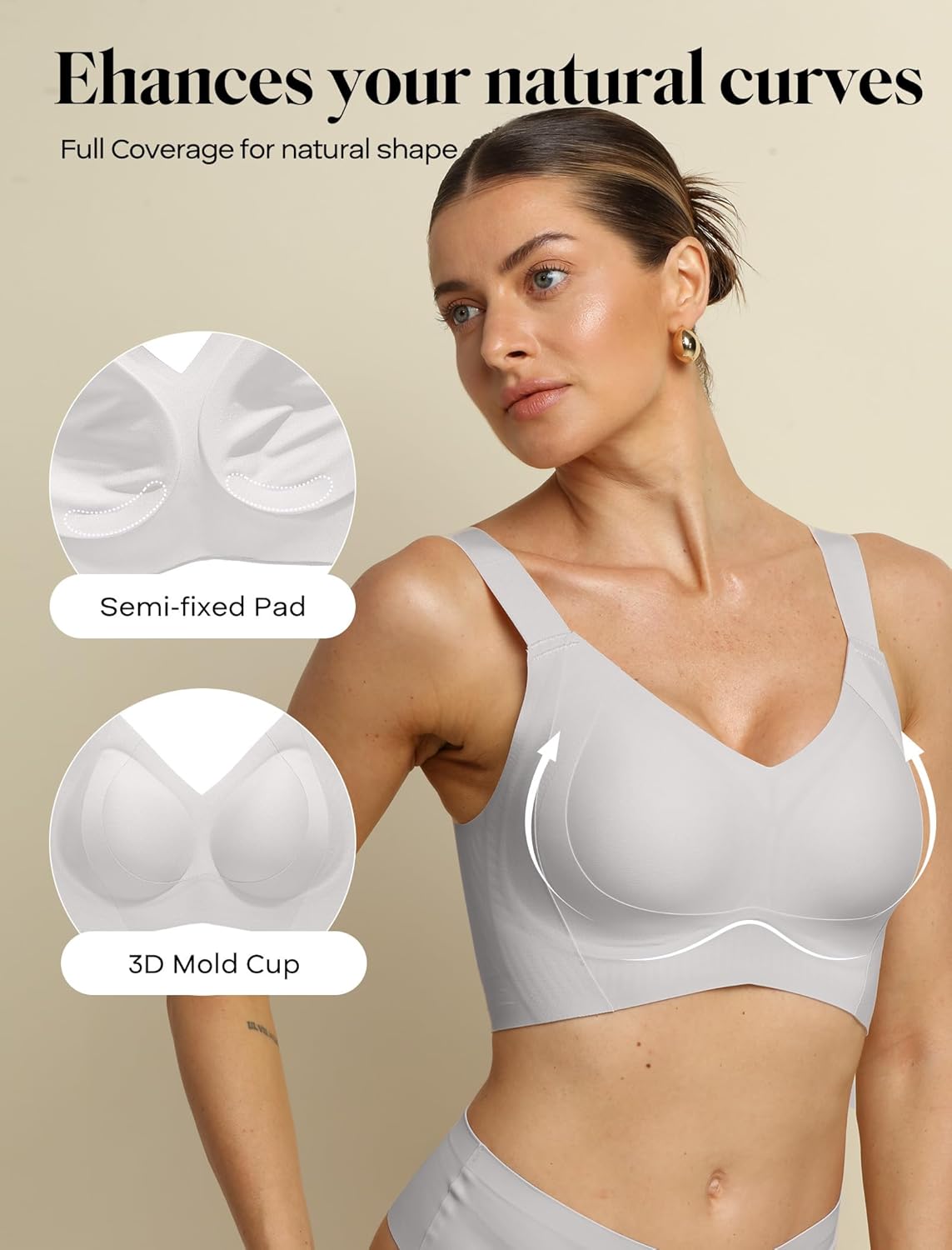 COMFELIE No-Wire Minimizer Bra Women Full Coverage Seamless No Underwire Push Up with Side & Back Smoothing for Large Busts - Image 3
