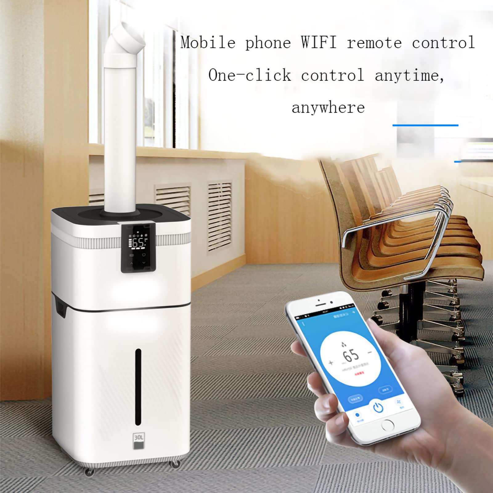 Umidificatore 30L Grande capacità Nebbia Ufficio Casa con Acqua Purificatore d'Aria Intelligente Supermercato Spruzzatore per Verdure (Triplo Nucleo) ()