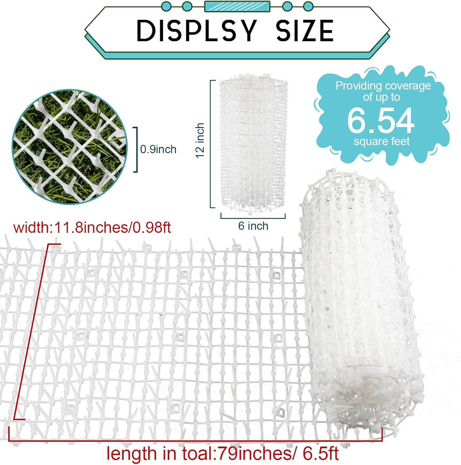 Zopeal 6.5ft Cat Repellent Mat with 8 Ground Stakes 8 Zip Ties, Spikes Deterrent Mat Keep Dog Off Couch for Indoor Outdoor Keep Pet Off Yard Garden, 79 x 12 Inch/1 Roll