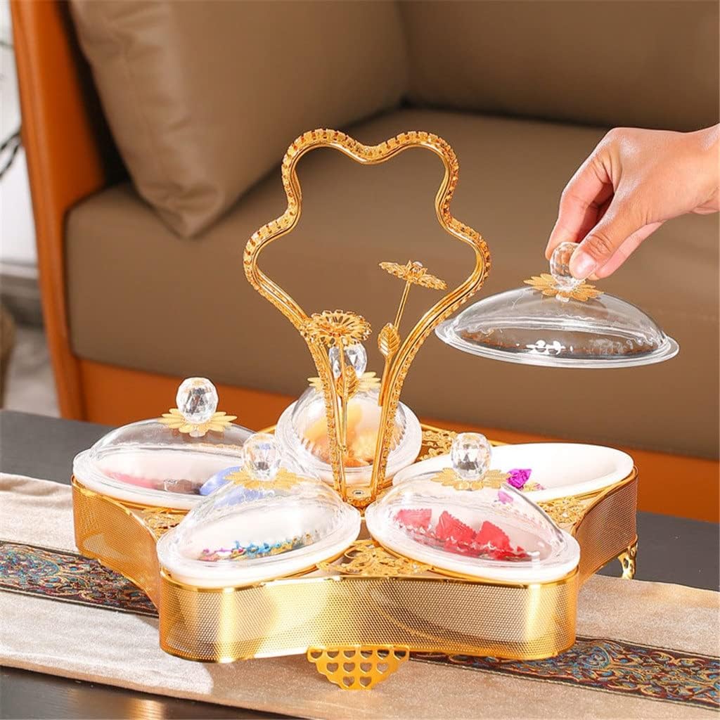 Wrought Iron Grid with Lid Dry Fruit Box European-Style Candy Plate Home High-end Coffee Table Creative Fashion Fruit Plate (Color : A, Size : One Size) (A One Size) image 5