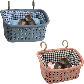JWShang 2 Big Rat Hammocks for Cage Chew Proof, Rat Warm Bed, Small Animal Hanging Hammock, Rat Cage Accessories for Small Animals Rat, Mouse, Guinea Pig, Chinchilla, Sugar Glider, Ferret
