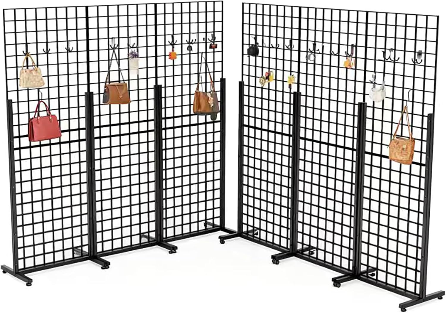 FixtureDisplays® Metal Stand Gridwall Display Sturdy Metel Wire Merchandiser Rack Floor Stand (10054+15809) x 6PK