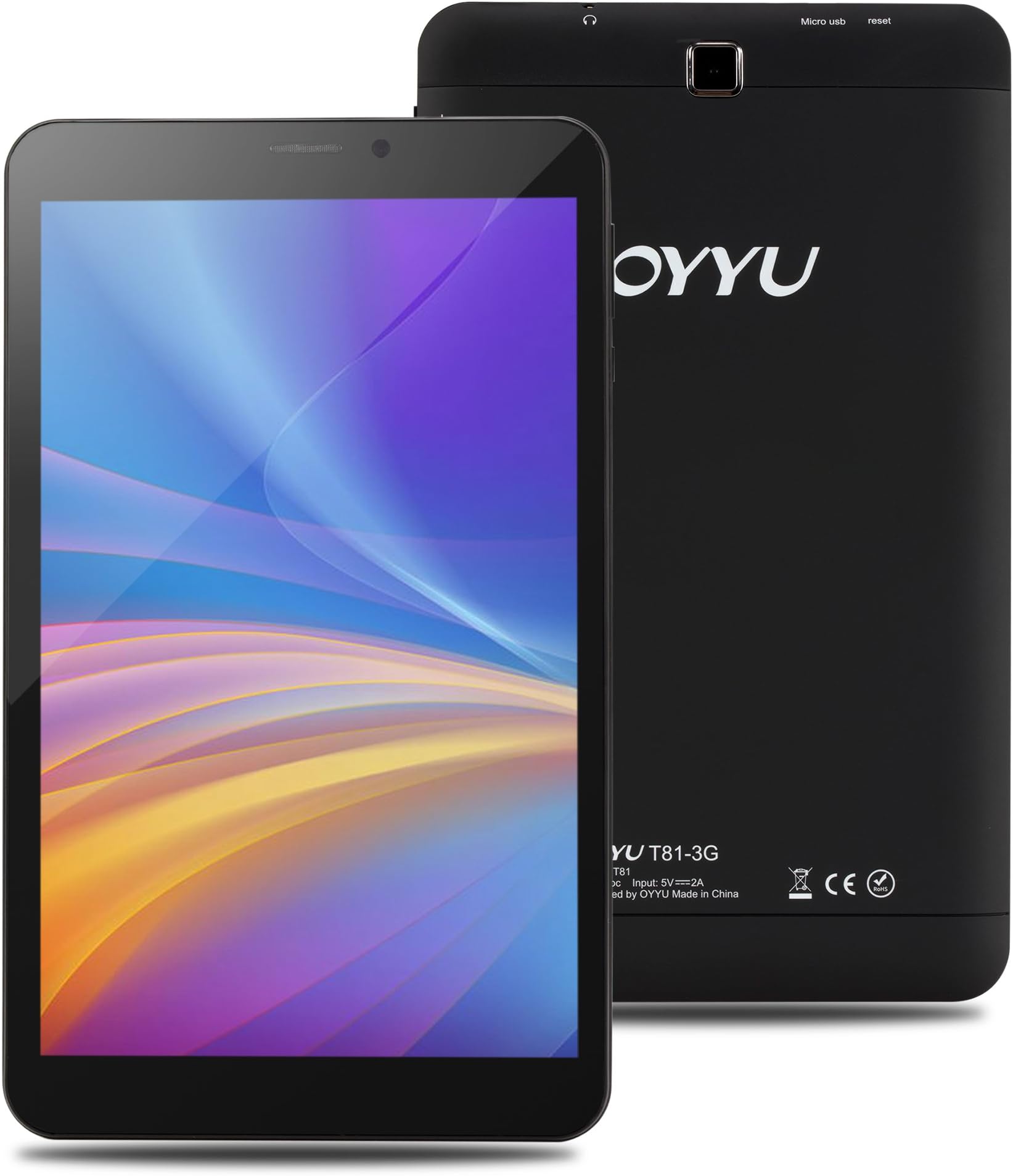 T81 8 inch Android tablet 8" 3G Unlocked Phablet Mobile Phone Tablet PC Quad-core 1.3GHz, 1GB+16GB,HD IPS 800 * 1280 Touch Screen, Bluetooth GPS Dual SIM Card Slots 4000mAh Wifi tablets (Black)