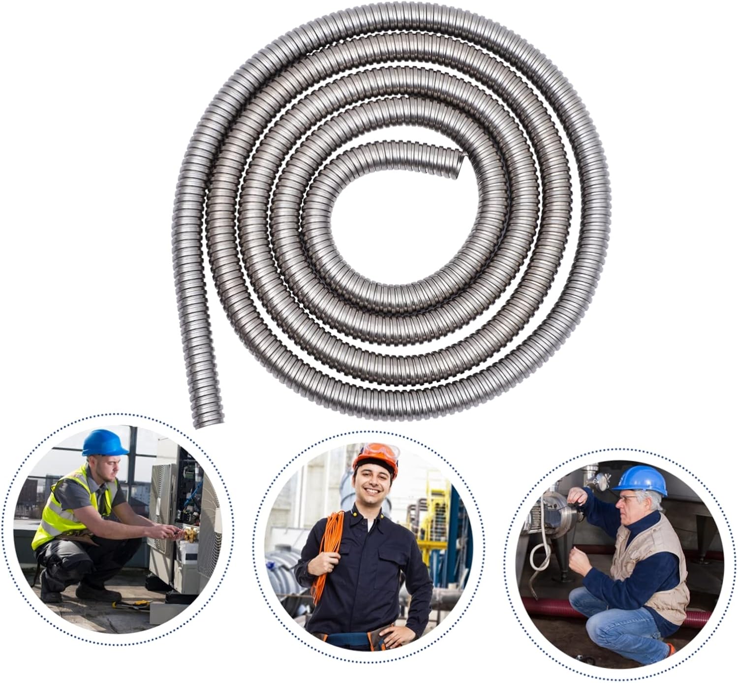 Stainless Steel Threaded Hose Wire Cable Protector Sleeve Cable Shielding for Garden Hose and Electrical Wire Insulation Flexible Sleeve