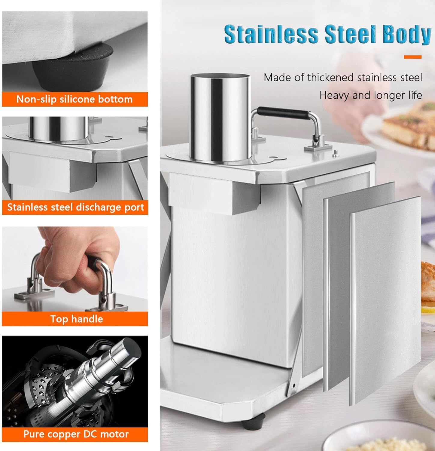 Electric Vegetable Dicer Shredder,Fruit Dicer Chopper,Automatic Food Processo Automatic Potato Onion Cube Cutting with 6/8/10/12/15mm Blades Commercial&Home