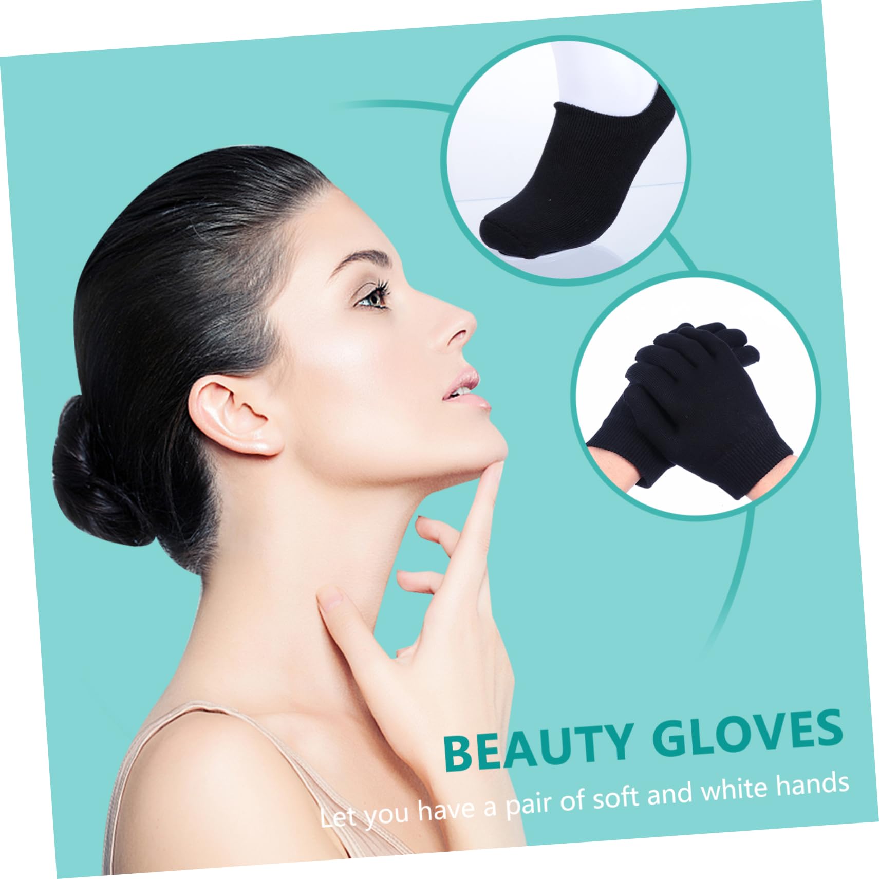 Guantes Hidratantes de Gel Negro Reutilizables para Manos y Pies