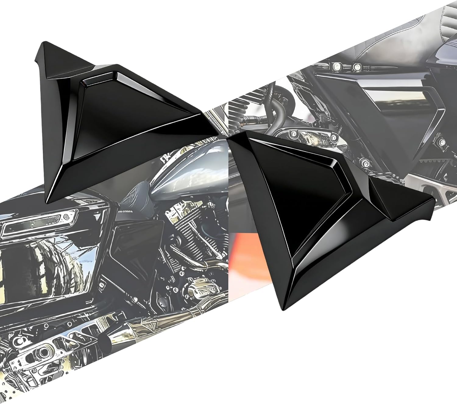 Battery Fairing Covers Side Panel Oil Tank Cover Fit For Harley Touring Road King Road Glide Stree Glide Electra Glide 2009–2025 Left Right Side Panel Gloss Black Carbon Fiber Look