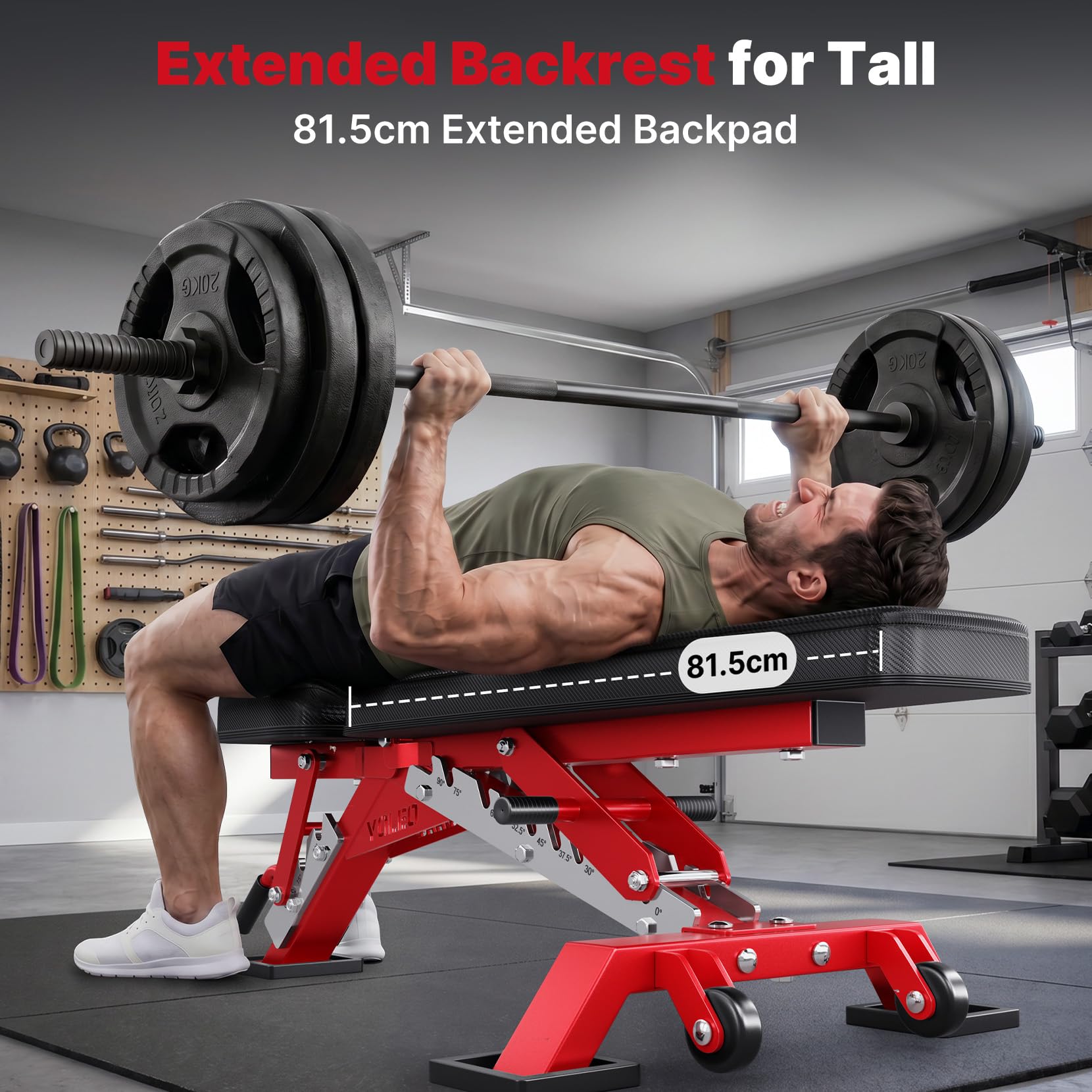 YOLEO Hantelbank Verstellbar bis 1050KG, ASTM-zertifizierte Fitnessbank für Home Gym, Schrägbank, Flachbank und Negativbank für Bankdrücken, 90% Vormontiert