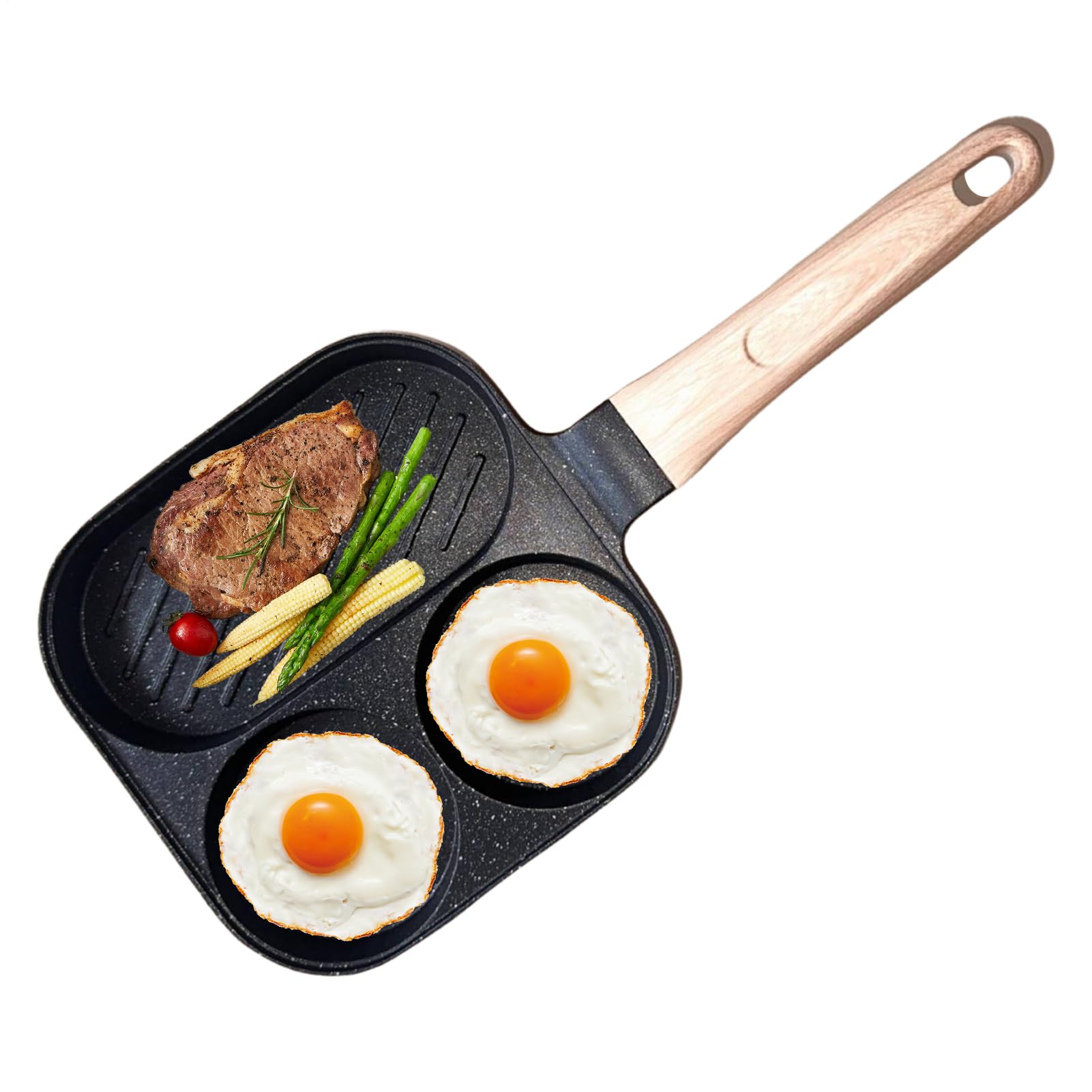 Poêle à pancakes et petit déjeuner induction - Cuiseur 3 sections