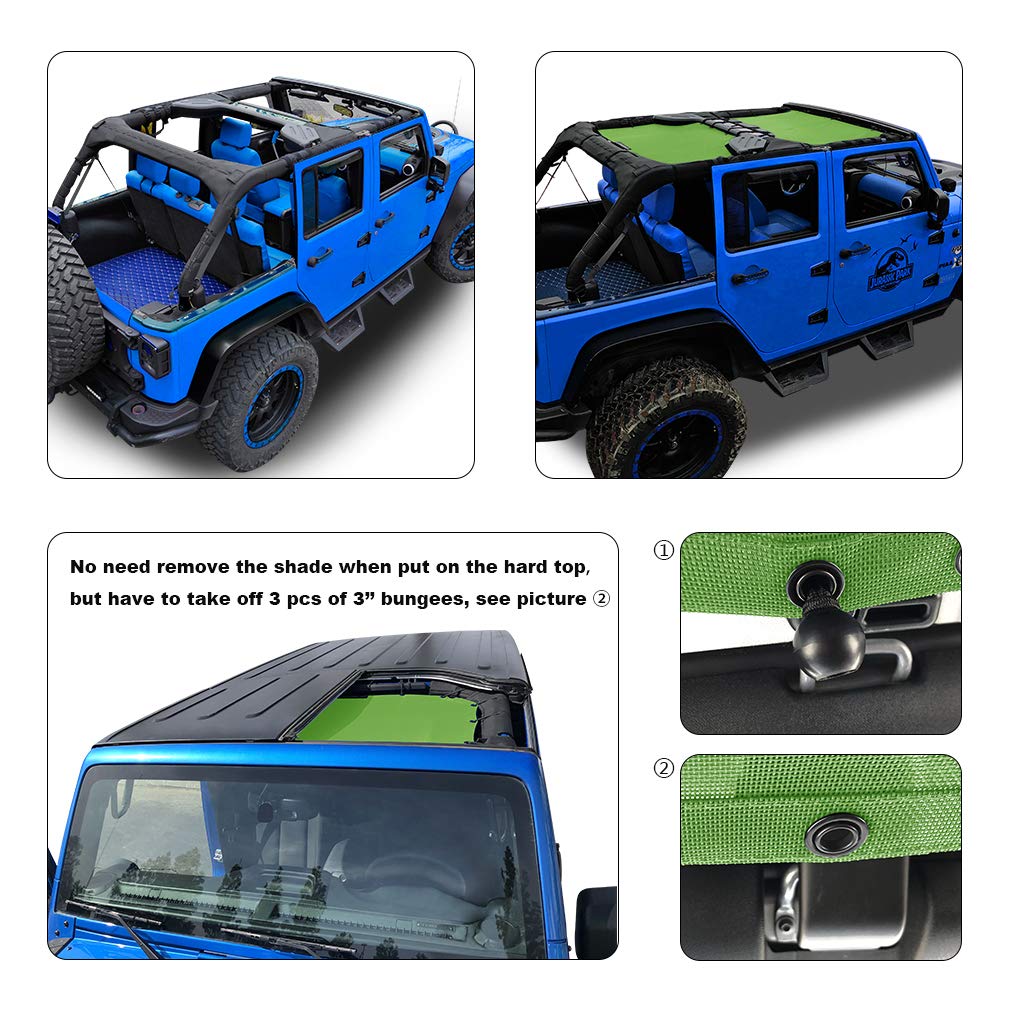 Pare-soleil Maille étoilé Pour Jeep Wrangler JK/JKU 4 Portes 2007-2018 - 2 Pièces, Anti-UV 90%, Montage Sans Outil