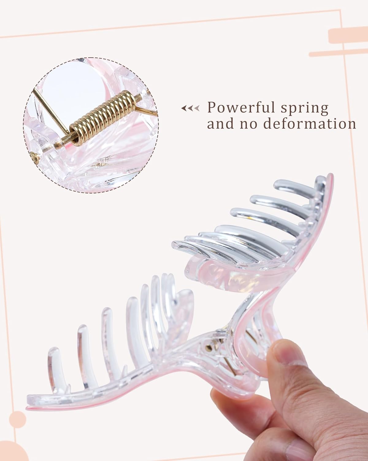 Molans 5Inch Large Hair Claw Clips 4 PCS for Women - Acrylic Hair Accessories for Thick Hair and Long Hair, Big Strong Durable Hair Applique, Oversized Non-slip Rectangle Butterfly Jaw Hair Clips - Image 2