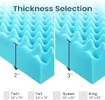 QUINEEHOM Mattress Topper Twin 2 Inch, Cooling Gel Infused Foam Mattress Topper with Airflow Egg Crate Design, Certipur-Us Certified