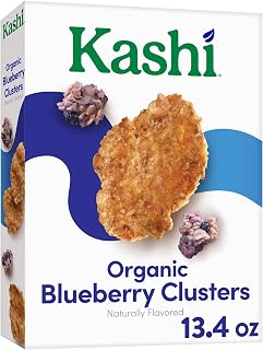 Cold Breakfast Cereal, Vegan, Organic Fiber, Blueberry Clusters, 13.4oz Box (1 Box)