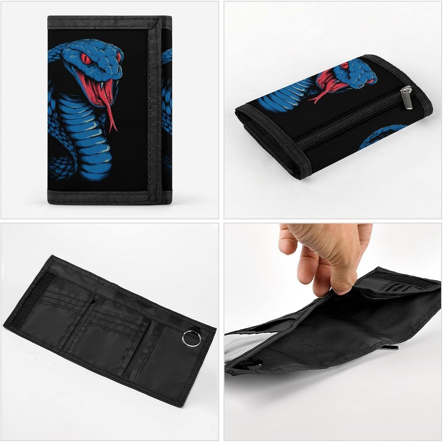 Cobra-Snake Trifold Slim Wallet Front Pocket With Money Clip And ID Credit Card Slots For Travel Work