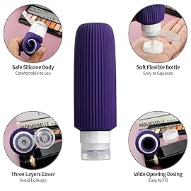 Mrsdry 16 Pack Travel Bottles for Toiletries, Large 6oz Silicone Travel Containers with No-Drip Valve and Wide Opening