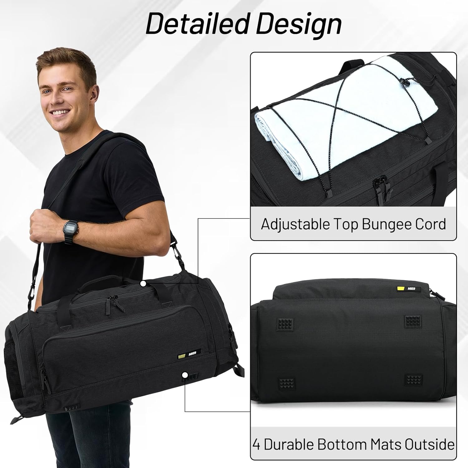 MIER Large Gym Bag for Men Sports Duffle Bag with Shoe Compartment 60L Lightweight Duffel Bags for Workout Fitness Travel, Blue