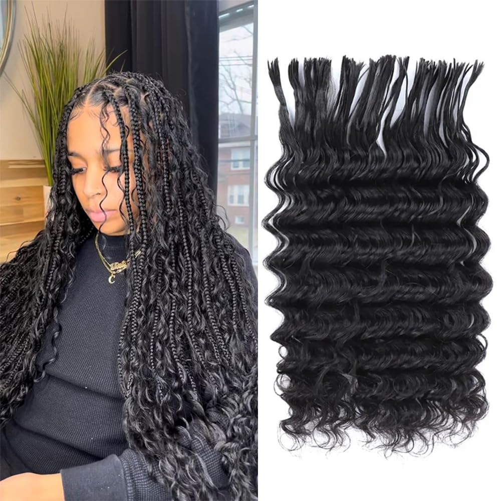 Pre-Divided Human Hair Bulk Deep Wave Braiding Hair for Boho Braids Human Hair Bulk for Braiding Curly for Boho Locs Boho Crochet Braids Human Hair