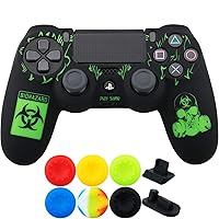 Vista 1 de 9CDeer 1 Piece of Silicone Laser Carving Protective Cover Skin + 6 Thumb Grips & Dust Proof Plugs for PS4SlimPro Controller Bio Hazard