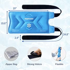 KingPavonini XXL Knee Ice Pack Wrap Around Entire Knee After Surgery, Large Reusable Gel Ice Pack for Injuries, Pain Relief, Swelling, Sports Injuries, 1 Pack (Sky-Blue)