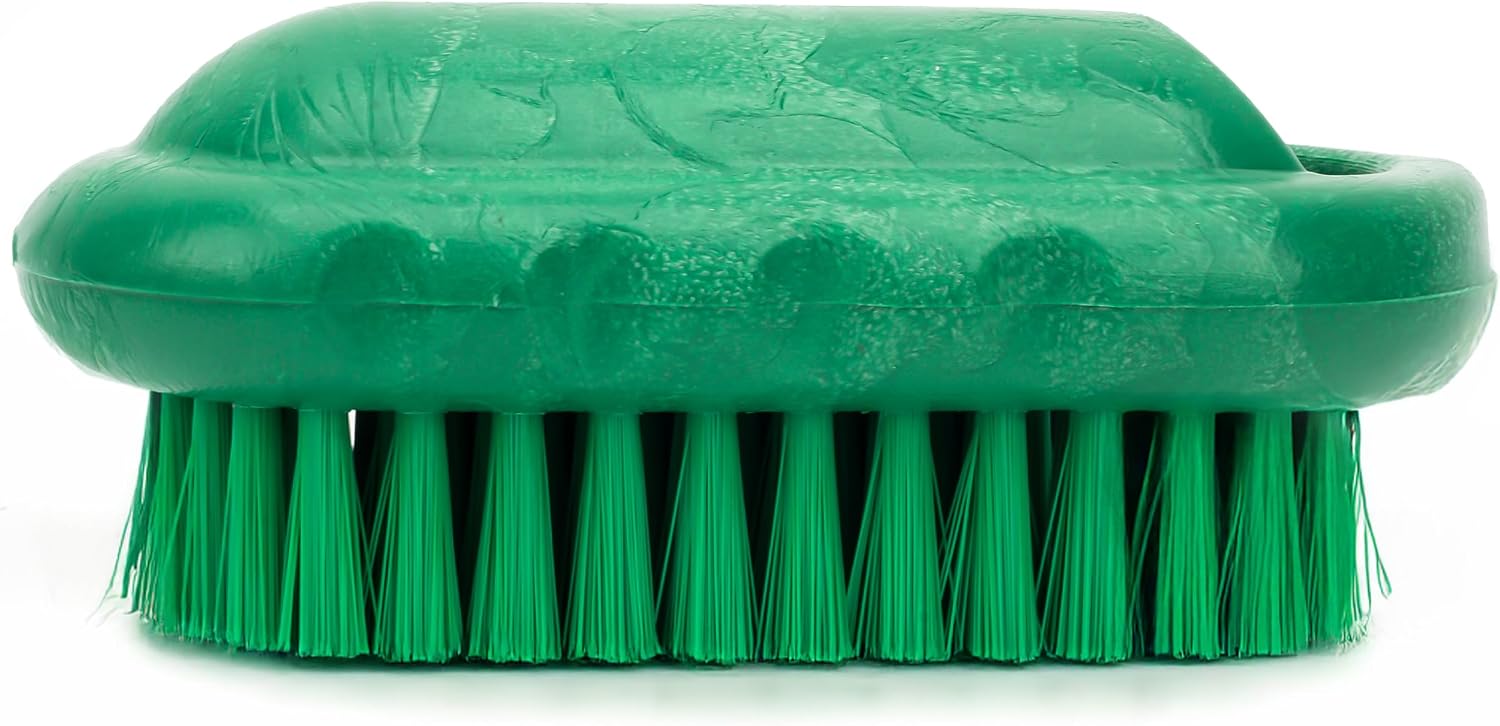 SPARTA 5 Inch Hand and Nail Brush with Stiff Center Bristles, Soft Outer Bristles, Larger Polypropylene Body, Color Coded Scrub Brush for Commercial Foodservice Use, Green, Pack of 12