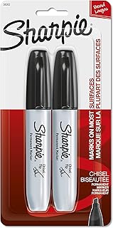 Sharpie Permanent Markers, Chisel Tip, Black, 2 Count