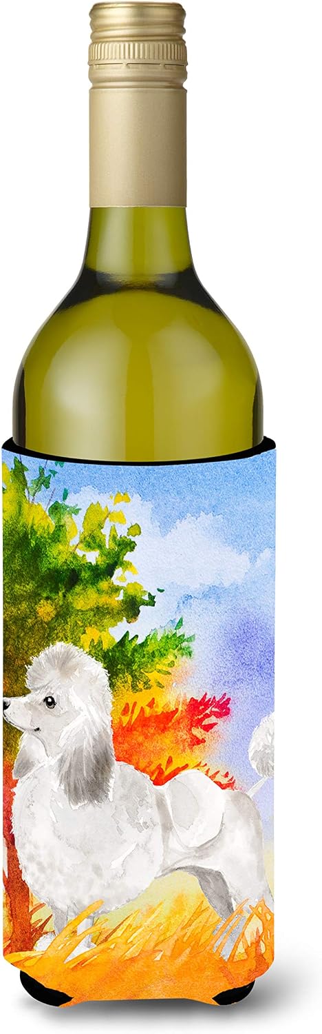 Caroline's Treasures CK1929LITERK Fall Poodle Wine Bottle Hugger Bottle Cooler Sleeve Hugger Machine Washable Collapsible Insulator Beverage Insulated Holder