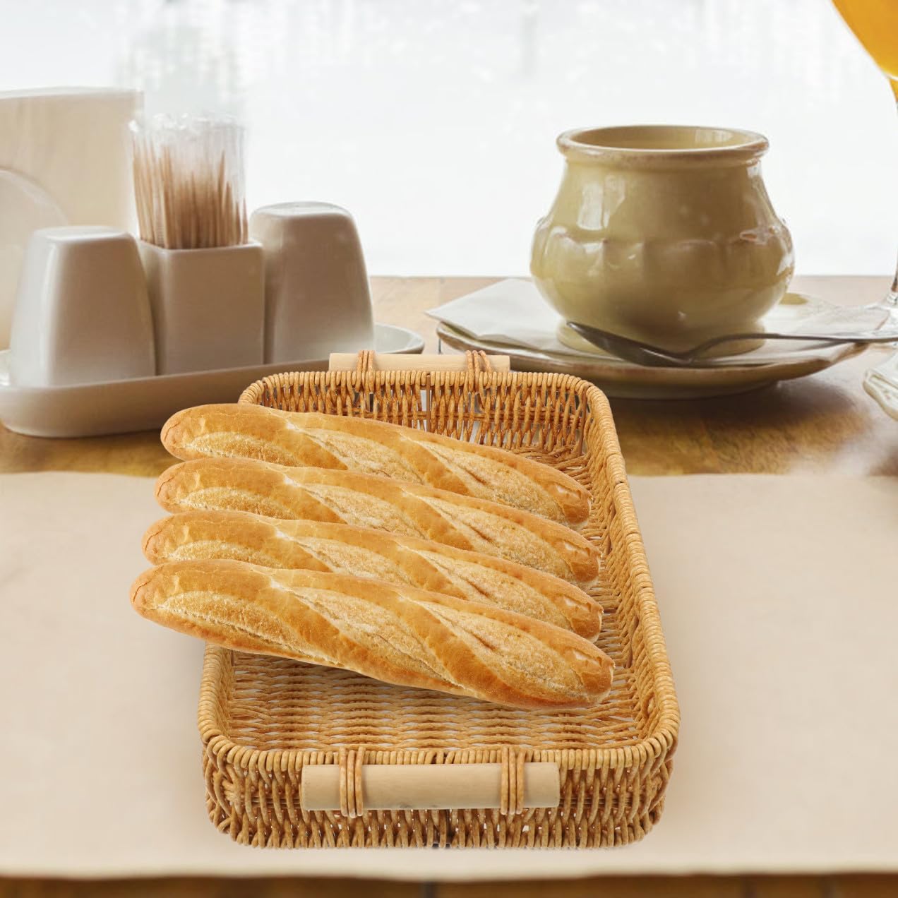 Hand Woven Bread Basket Tray for Snacks and Small Items Rustic
