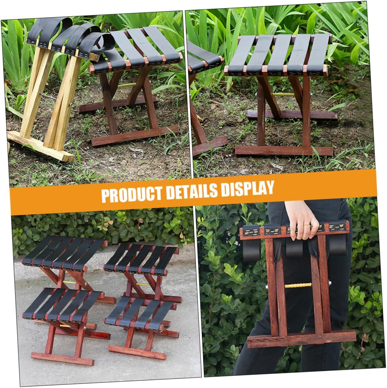 BESPORTBLE Camping Stool Portable Folding Stool Lightweight Bench Seat Cushion Garden