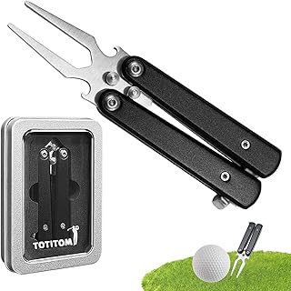 Golf Divot Repair Tool, 2025 New Metal Foldable Golf Alloy Fork, Golf Divot Tool with Bottle Opener, Golf Accessories for Men and Women Essential, Ideal Gift for Golf Enthusiasts