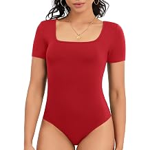 Womens Cute Square Neck Short Sleeve Tank Tops Trendy Bodysuit Shirts for Women 2026