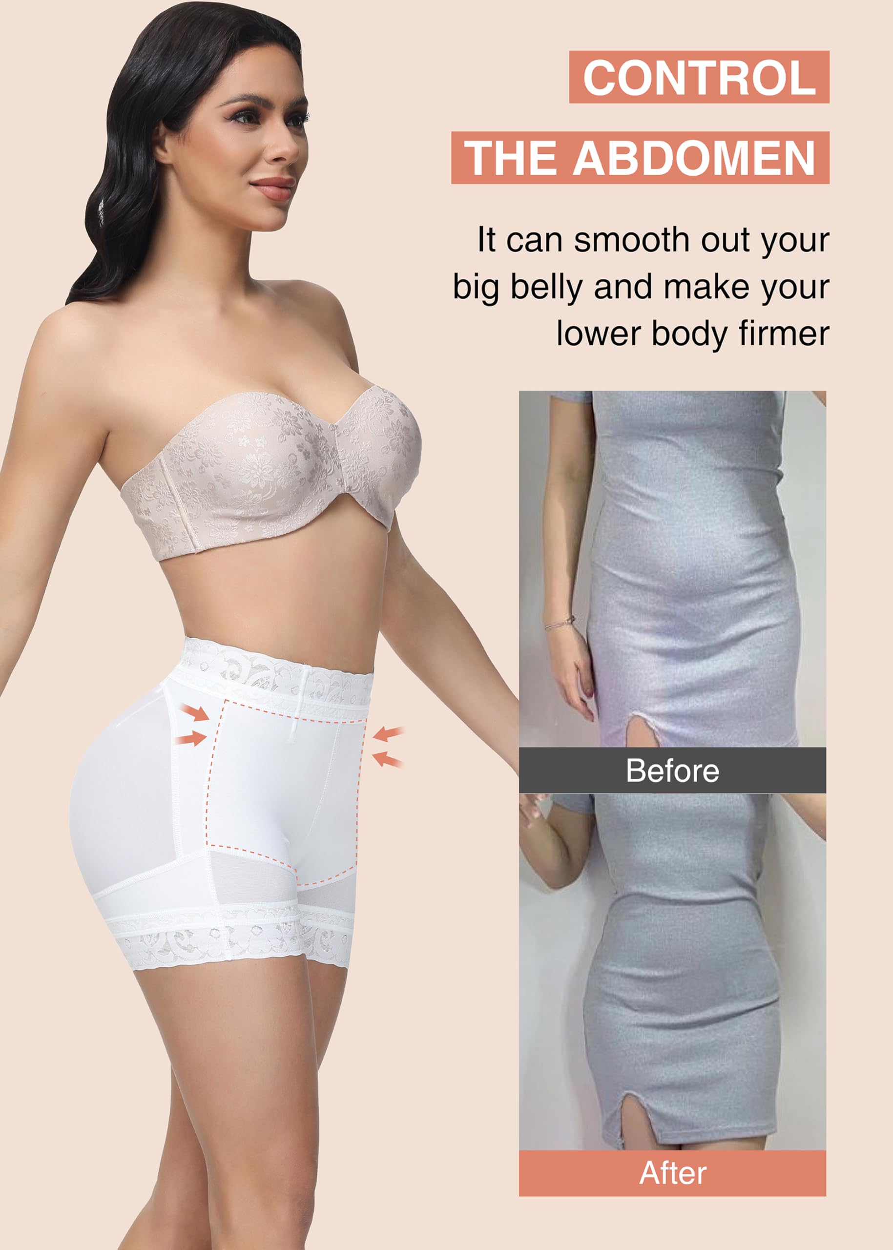SHAPSHE Faja moldeadora de levantamiento de glúteos para mujer, con control de abdomen, pantalones cortos moldeadores de abdomen, más delgados, planos, moldeadores de glúteos