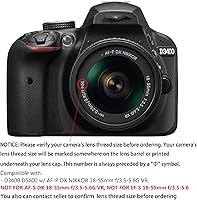 Vista 2 de Juego de parasol de 55 mm compatible con lente Nikon D3400 D3500 D5500 D5600 D7500 DSLR con lente AF-P DX 18-55 mm f/3.5-5.6G VR, parasol de goma