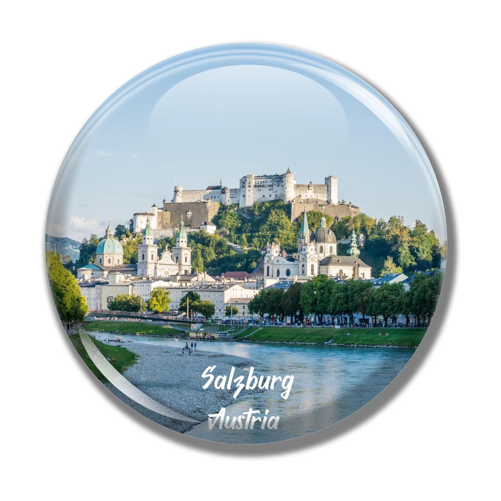 Nogytize 3D Fridge Magnet for Salzburg Austria City Glass Crystal Travel Souvenir Refrigerator Decor Sticker