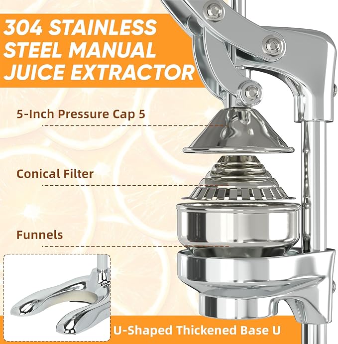 Extractor de Jugos Manual Prensa Cítricos Acero Inoxidable p miniatura 5