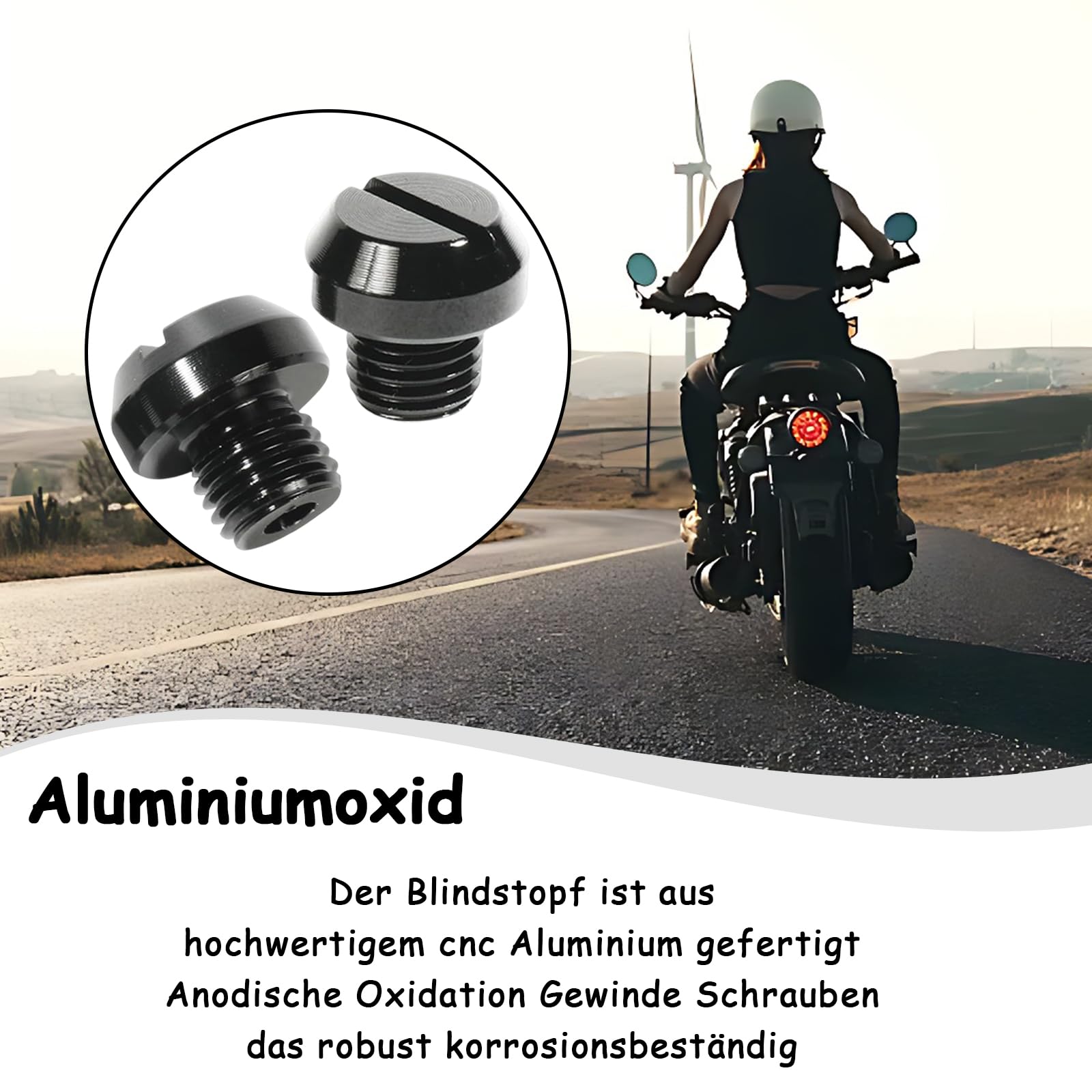 2 sztuki zaślepek do lusterek motocyklowych, M10 anodyzowane śruby gwintowane, prawoskrętne śruby ze standardowym gwintem do otworów lusterek, uniwersalne części motocyklowe ze stopu aluminium CNC