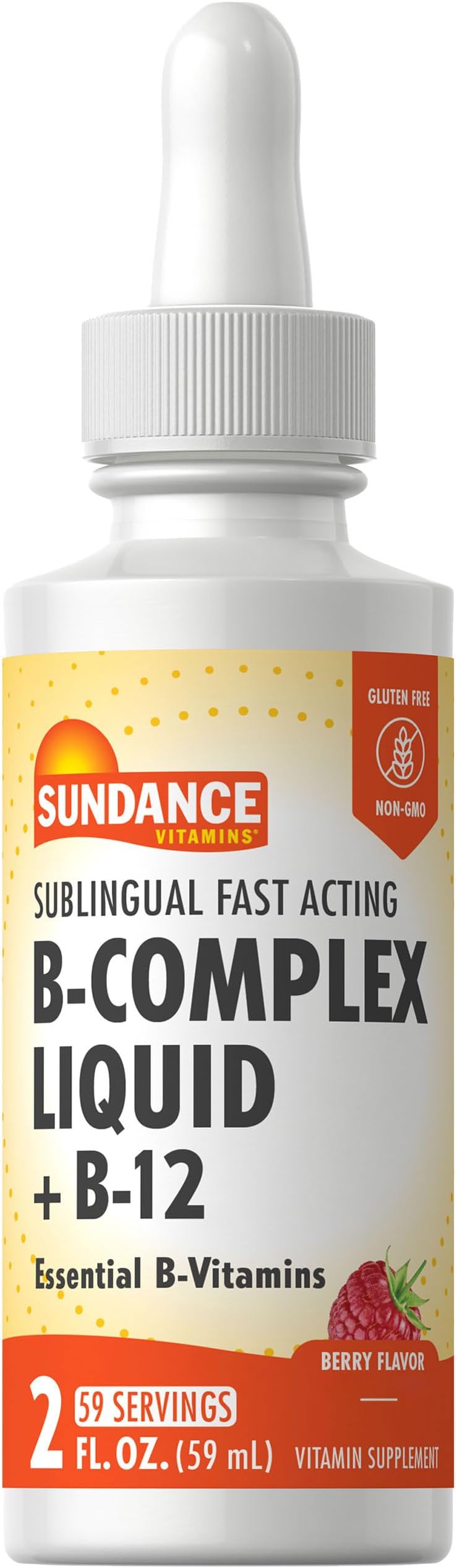 Sublingual Vitamin B Complex | 2 Fluid Ounces | with B-12 | Berry Flavor | Vegetarian, Non-GMO, and Gluten Free Supplement