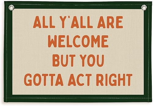 Miniatura 28 de Lacama Decoración retro de pared para dormitorio universitario, pancarta retro para colgar en la pared de la universidad con texto en inglés "All