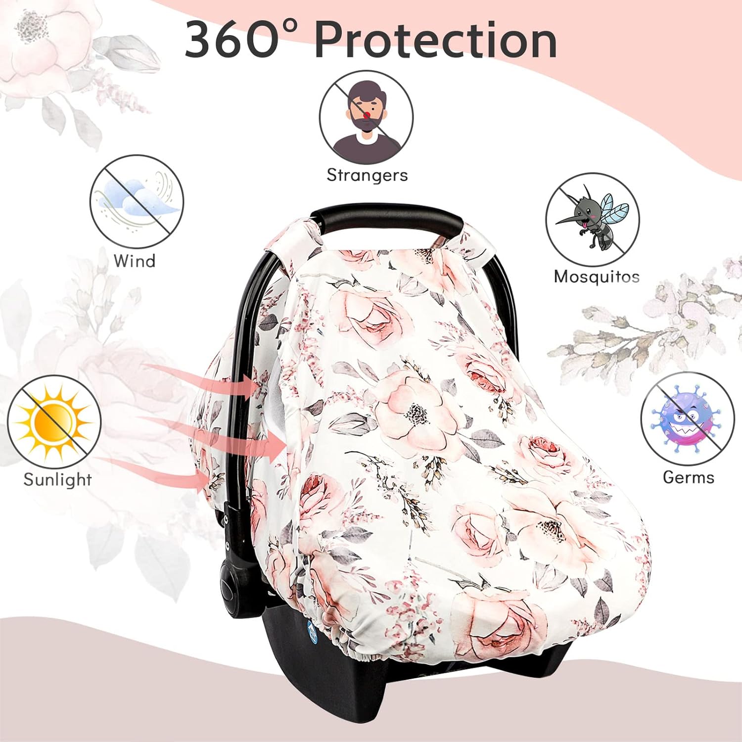 Car Seat Covers for Babies, No Thouching Sign Nursing Cover, Carseat Cover Girls, Ultra Soft Breathable