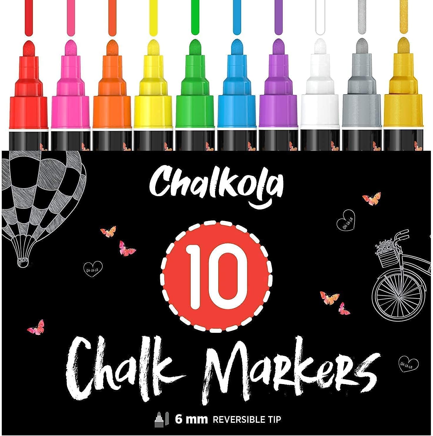 8 Neon 15mm + 10 Chalk Markers with Gold & Silver - Value Chalk Bundle