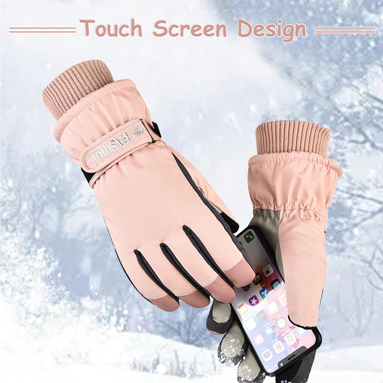 Feelorna Guanti da sci da donna, invernali, per touchscreen