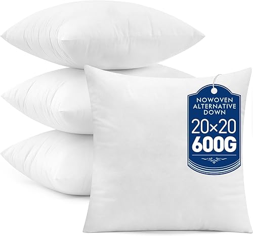 Miniatura 12 de MIULEE Juego de 2 insertos para almohada de 20x20 pulgadas, insertos para almohada 100% relleno virgen no tejido para sofá, sofá cama, sala de estar