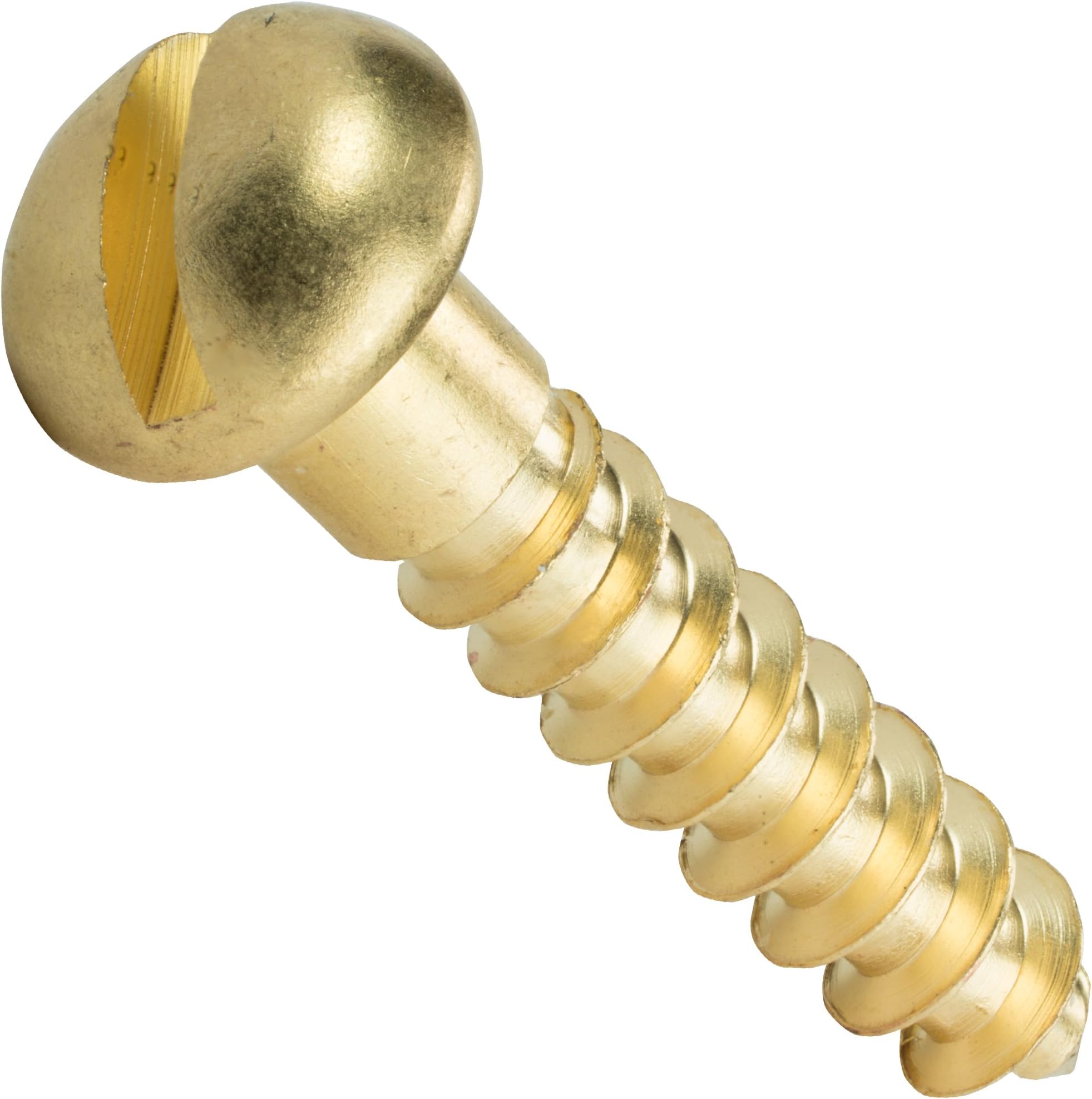#3 x 3/4" Round Head Wood Screws, Solid Brass, Slotted Drive, Partially Threaded, Quantity 100